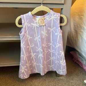 Purple Sleeveless Kids Dress with Bow Pattern